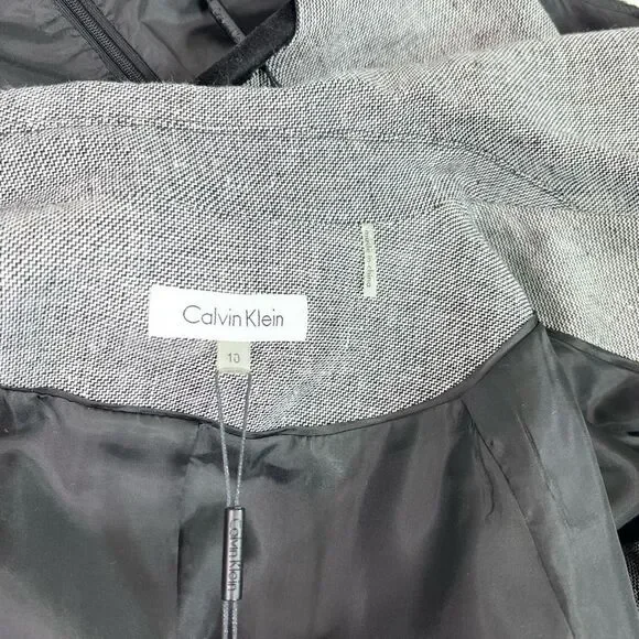 Calvin Klein Suit Womens 10 Black And White Linen Blend Double Breasted NWT - Picture 10 of 16